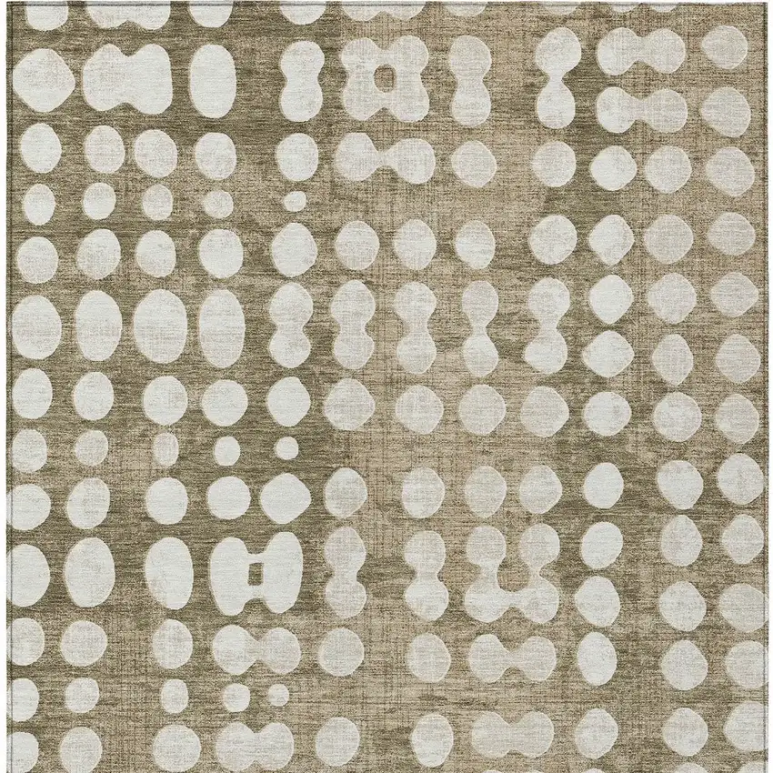 Taupe And Ivory Abstract Washable Indoor Outdoor Area Rug Photo 6