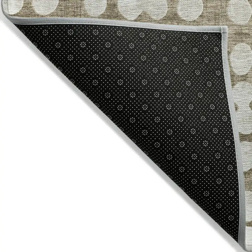 Taupe And Ivory Abstract Washable Indoor Outdoor Area Rug Photo 4