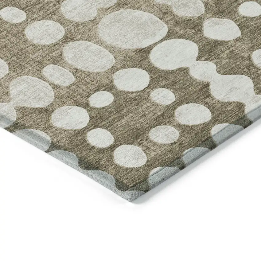 Taupe And Ivory Abstract Washable Indoor Outdoor Area Rug Photo 5