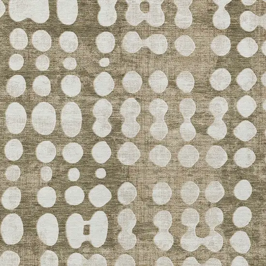 Taupe And Ivory Abstract Washable Indoor Outdoor Area Rug Photo 6