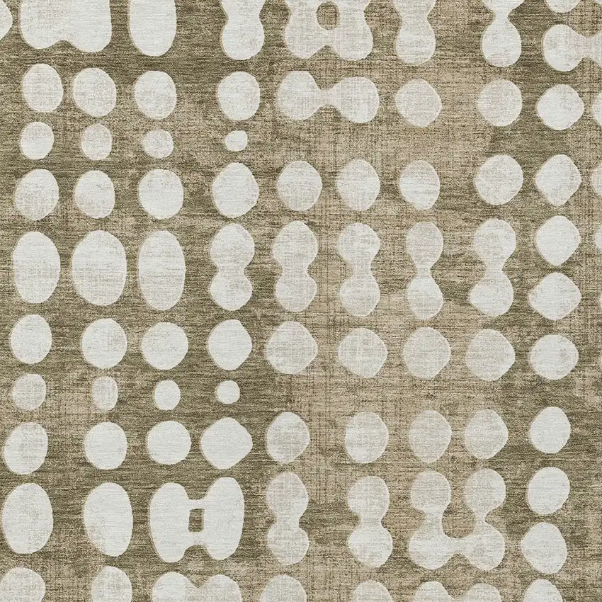 Taupe And Ivory Abstract Washable Indoor Outdoor Area Rug Photo 6