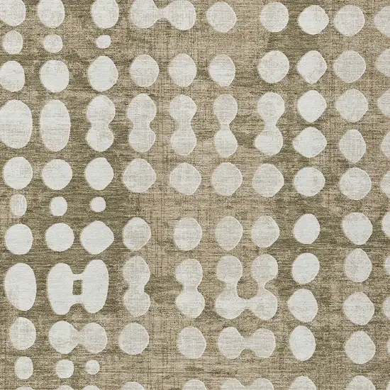 Taupe And Ivory Abstract Washable Indoor Outdoor Area Rug Photo 6