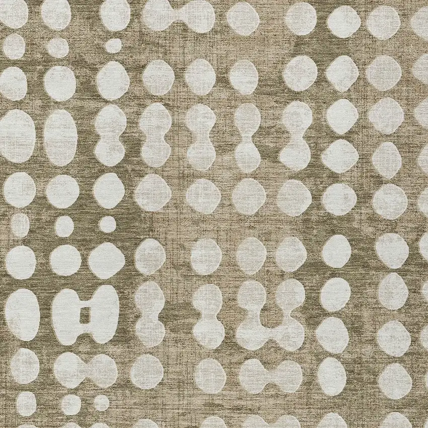 Taupe And Ivory Abstract Washable Indoor Outdoor Area Rug Photo 6