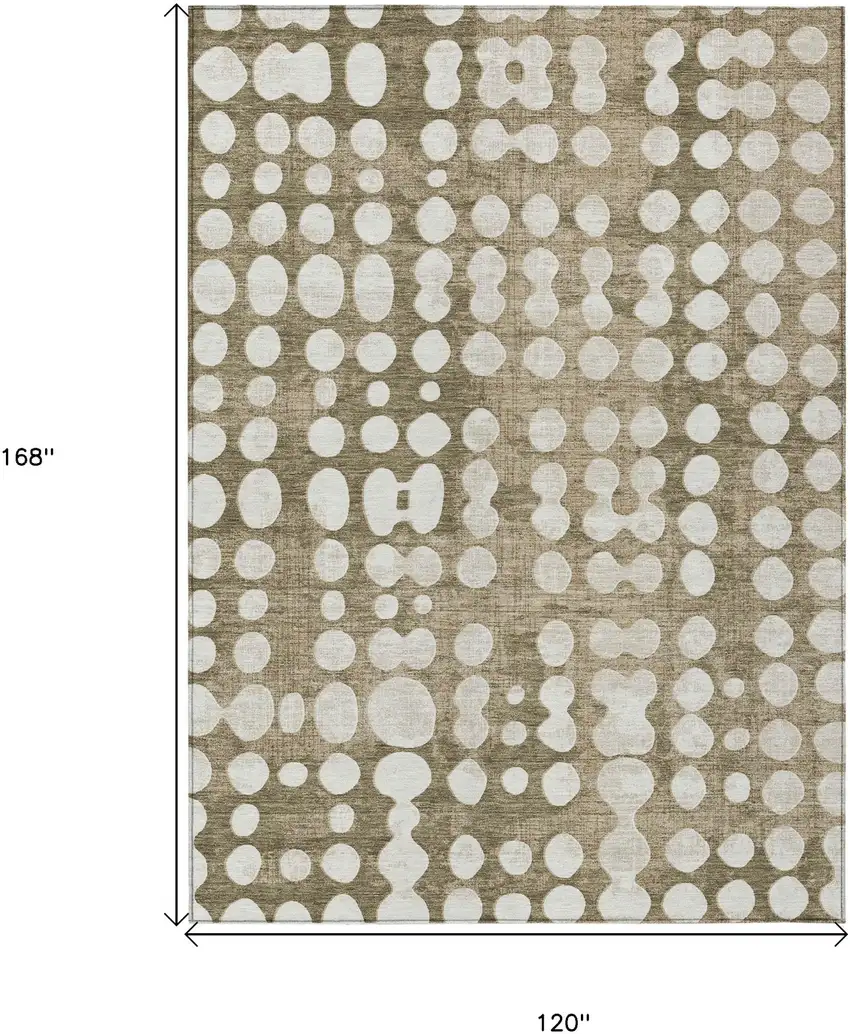 Taupe And Ivory Abstract Washable Indoor Outdoor Area Rug Photo 3