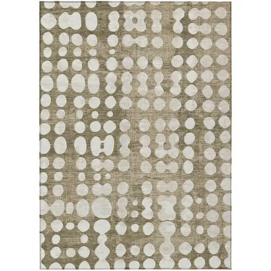 Taupe And Ivory Abstract Washable Indoor Outdoor Area Rug Photo 2