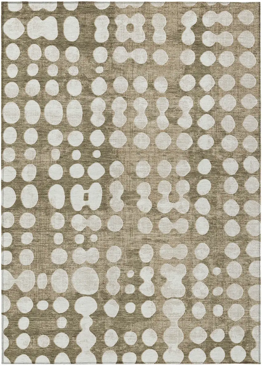 Taupe And Ivory Abstract Washable Indoor Outdoor Area Rug Photo 2