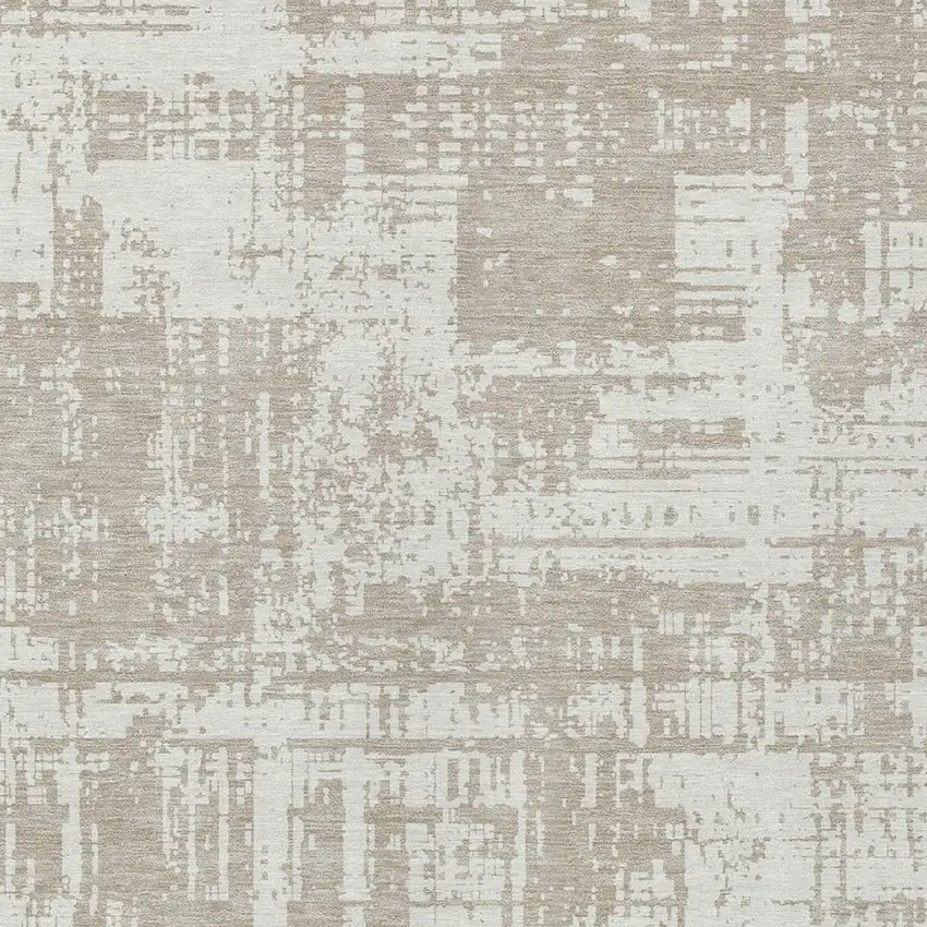 Taupe And Ivory Abstract Washable Indoor Outdoor Area Rug Photo 6