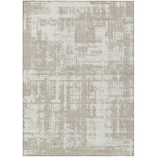 Taupe And Ivory Abstract Washable Indoor Outdoor Area Rug Photo 2