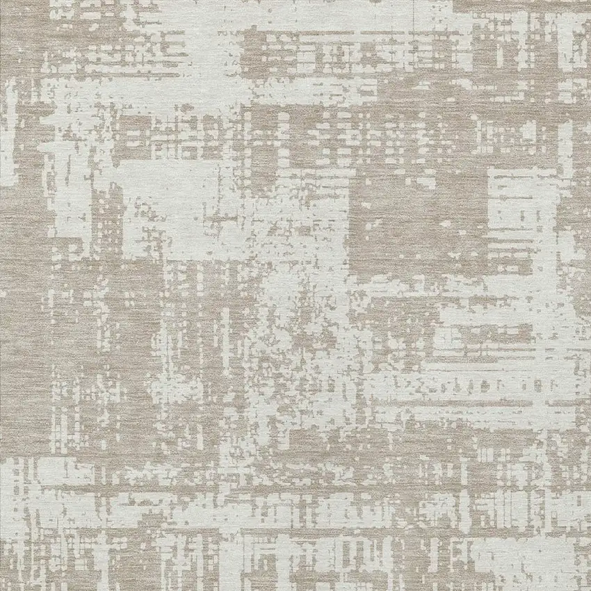 Taupe And Ivory Abstract Washable Indoor Outdoor Area Rug Photo 6