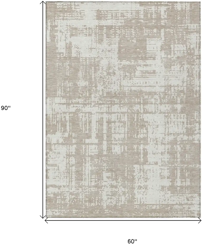 Taupe And Ivory Abstract Washable Indoor Outdoor Area Rug Photo 7