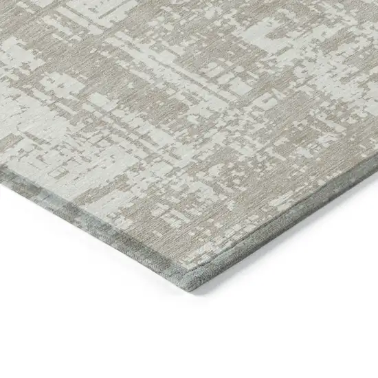 Taupe And Ivory Abstract Washable Indoor Outdoor Area Rug Photo 4