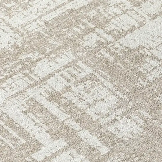Taupe And Ivory Abstract Washable Indoor Outdoor Area Rug Photo 8