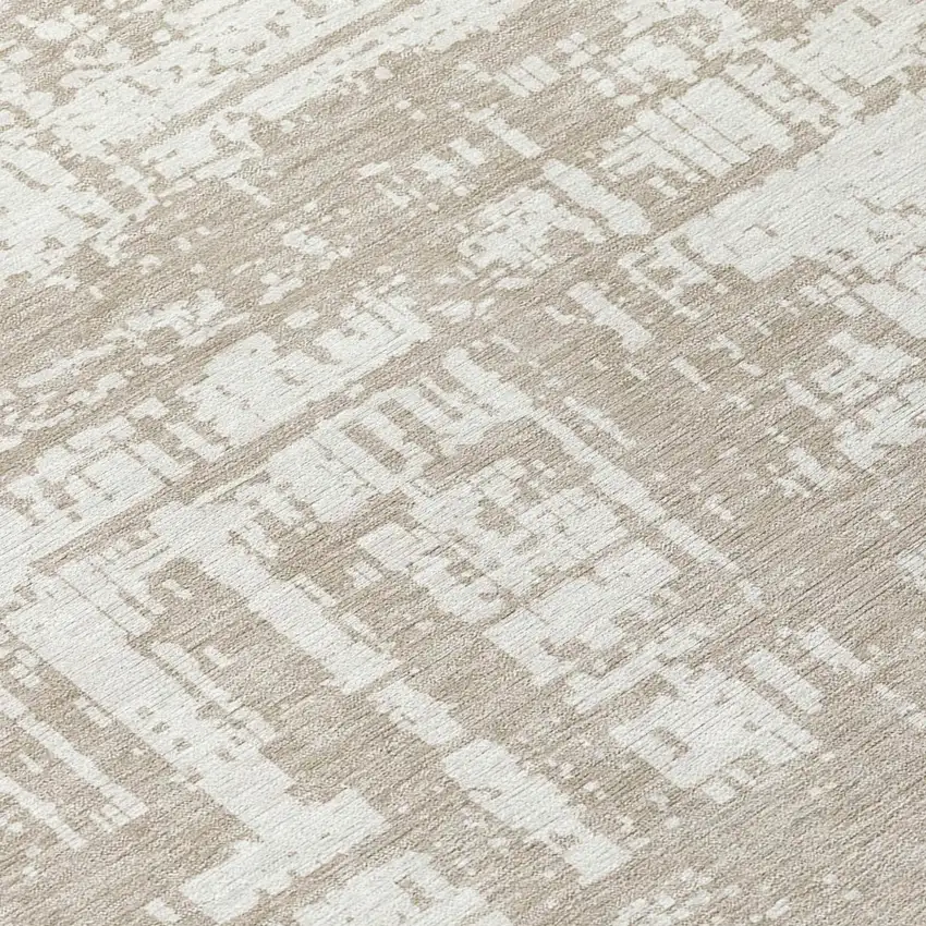 Taupe And Ivory Abstract Washable Indoor Outdoor Area Rug Photo 8