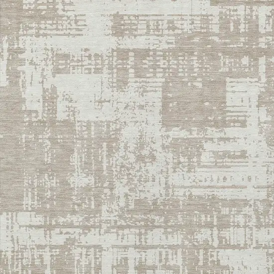 Taupe And Ivory Abstract Washable Indoor Outdoor Area Rug Photo 5