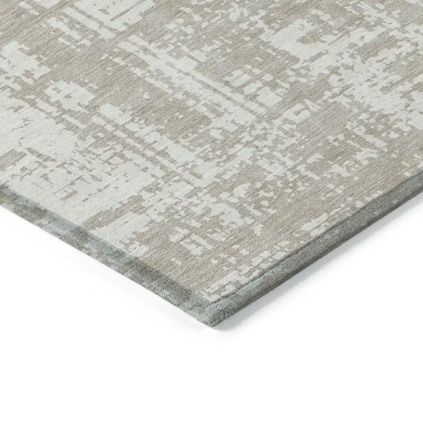 Taupe And Ivory Abstract Washable Indoor Outdoor Area Rug Photo 5