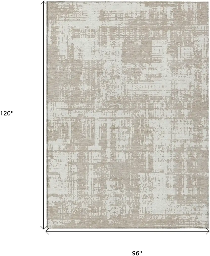 Taupe And Ivory Abstract Washable Indoor Outdoor Area Rug Photo 3