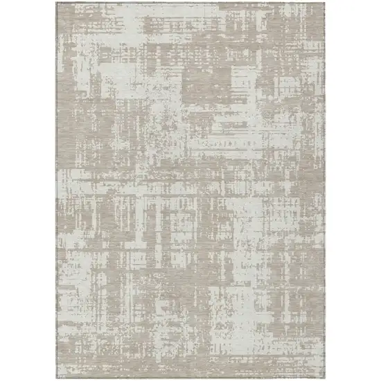 Taupe And Ivory Abstract Washable Indoor Outdoor Area Rug Photo 2