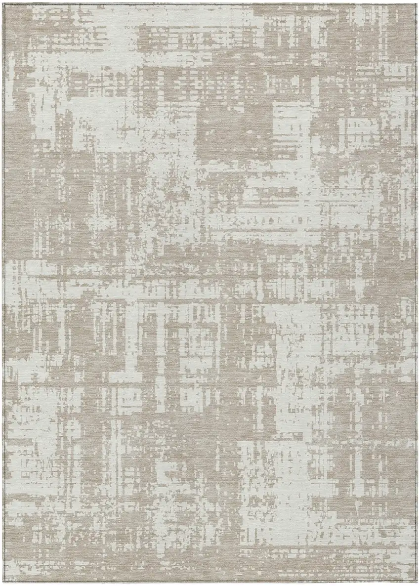 Taupe And Ivory Abstract Washable Indoor Outdoor Area Rug Photo 2