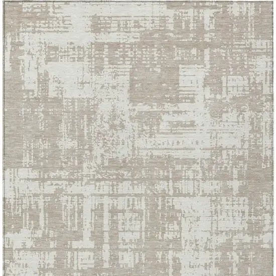 Taupe And Ivory Abstract Washable Indoor Outdoor Area Rug Photo 6