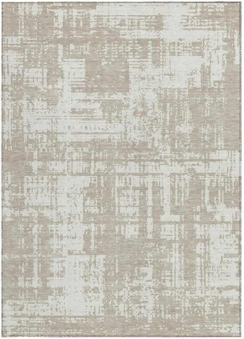 Taupe And Ivory Abstract Washable Indoor Outdoor Area Rug Photo 7