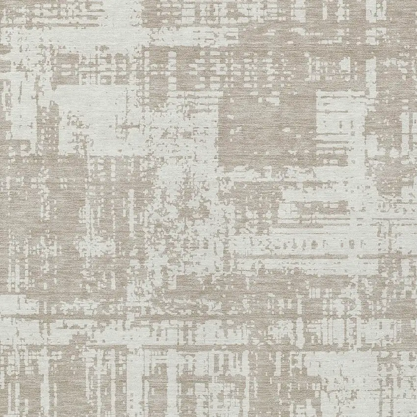 Taupe And Ivory Abstract Washable Indoor Outdoor Area Rug Photo 6