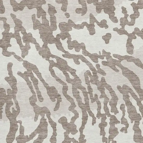 Taupe And Ivory Animal Print Washable Area Rug With UV Protection Photo 3
