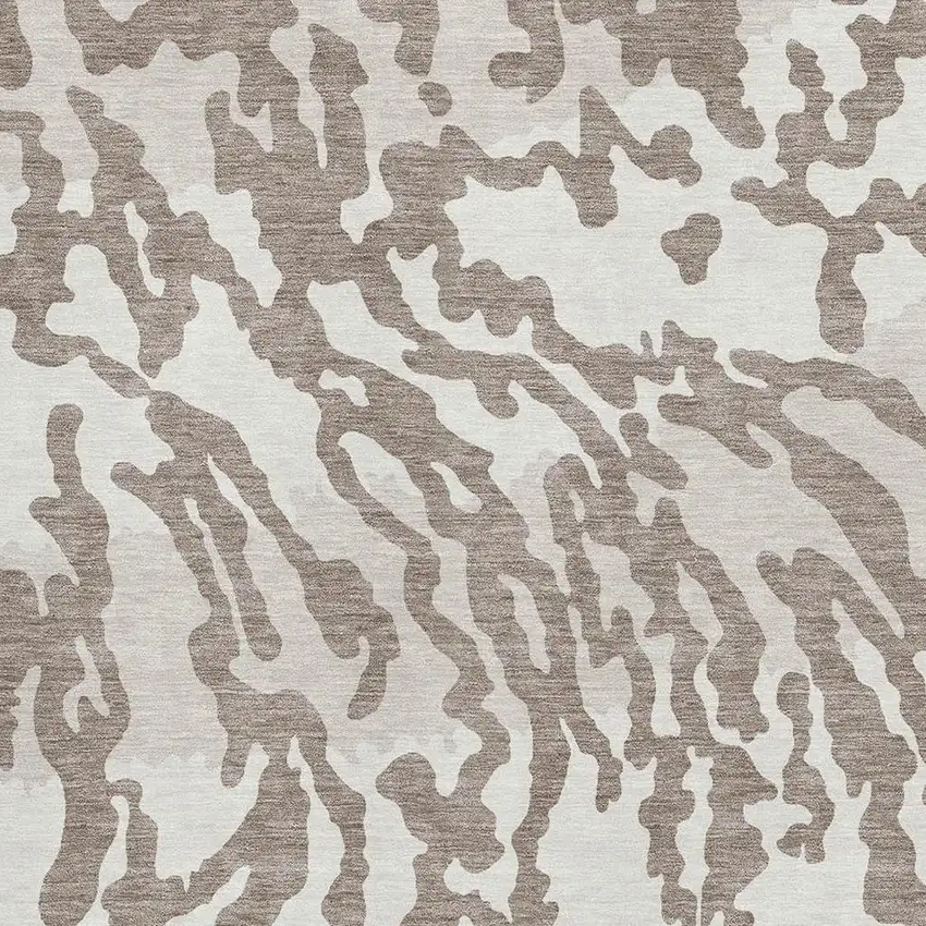 Taupe And Ivory Animal Print Washable Area Rug With UV Protection Photo 3