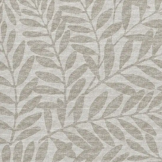 Taupe And Ivory Botanical Leaves Washable Area Rug With UV Protection Photo 9