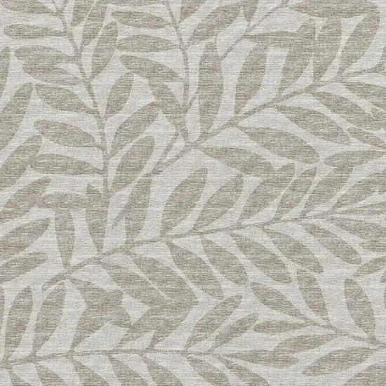 Taupe And Ivory Botanical Leaves Washable Area Rug With UV Protection Photo 9