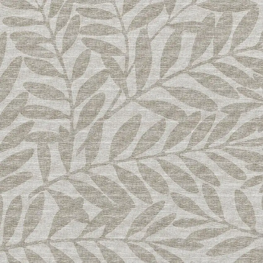 Taupe And Ivory Botanical Leaves Washable Area Rug With UV Protection Photo 9