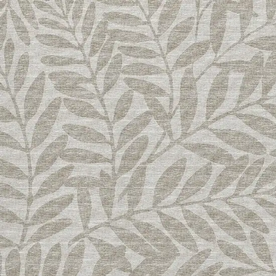 Taupe And Ivory Botanical Leaves Washable Area Rug With UV Protection Photo 9