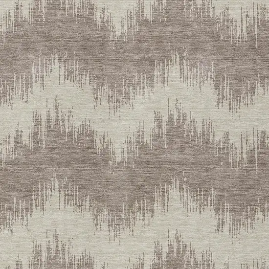 Taupe And Ivory Chevron Washable Indoor Outdoor Area Rug Photo 6