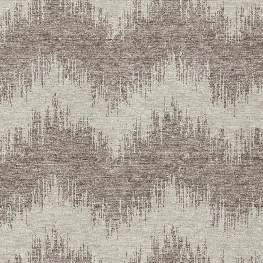 Taupe And Ivory Chevron Washable Indoor Outdoor Area Rug Photo 6