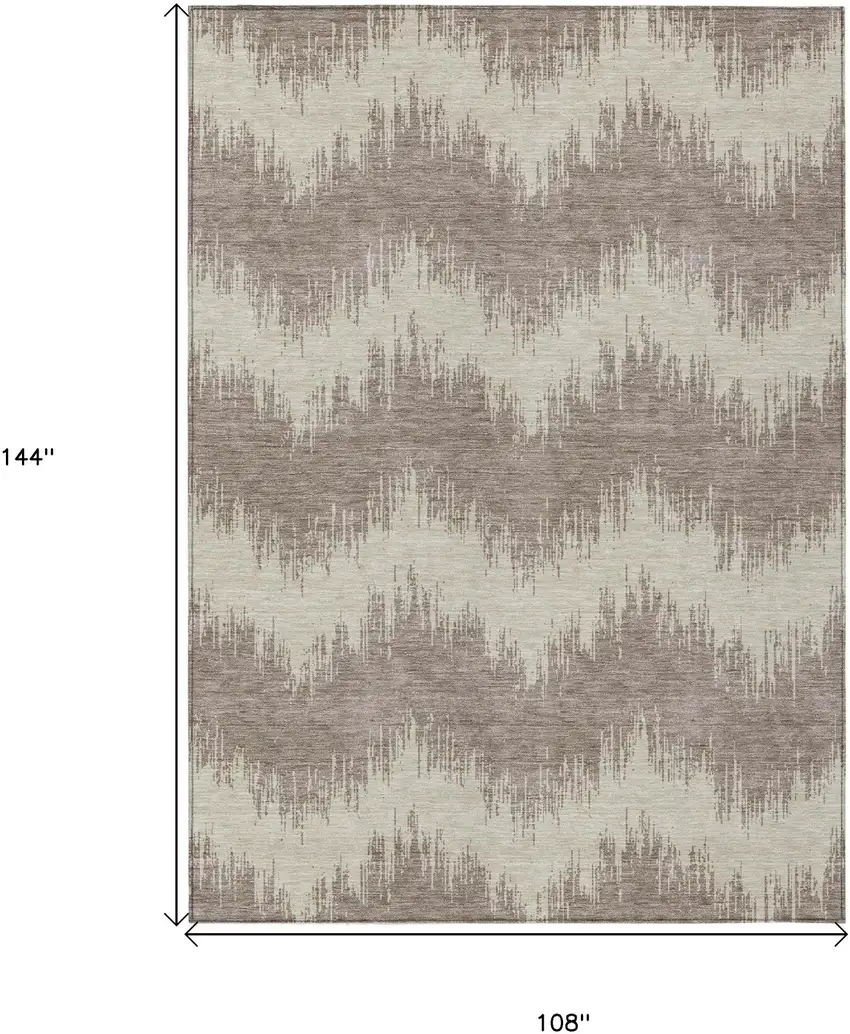 Taupe And Ivory Chevron Washable Indoor Outdoor Area Rug Photo 3