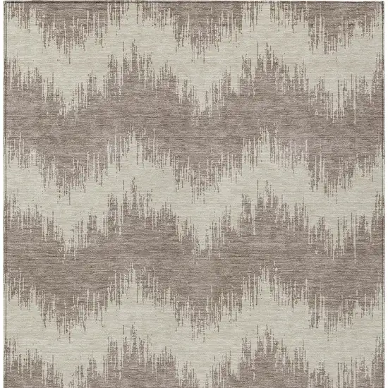 Taupe And Ivory Chevron Washable Indoor Outdoor Area Rug Photo 7