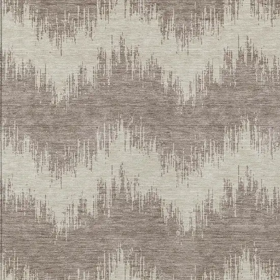Taupe And Ivory Chevron Washable Indoor Outdoor Area Rug Photo 6