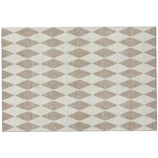 Taupe And Ivory Diamond Washable Area Rug With UV Protection Photo 2