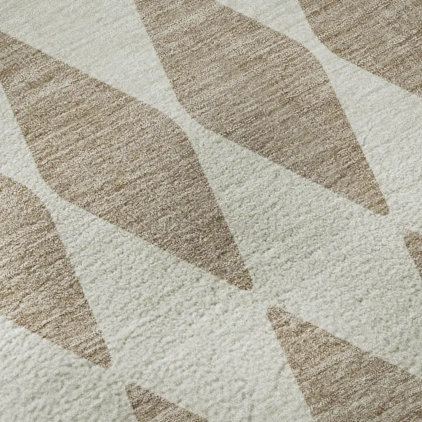 Taupe And Ivory Diamond Washable Area Rug With UV Protection Photo 9