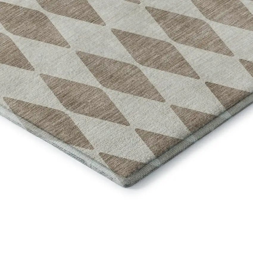 Taupe And Ivory Diamond Washable Area Rug With UV Protection Photo 6
