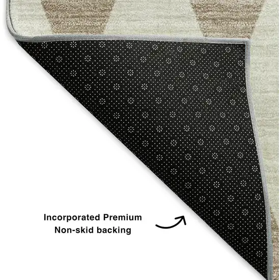 Taupe And Ivory Diamond Washable Area Rug With UV Protection Photo 5