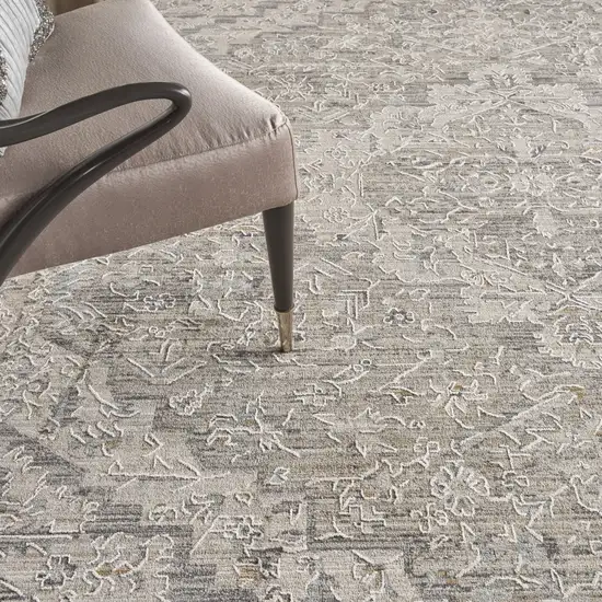 Taupe And Ivory Floral Medallion Area Rug Photo 5