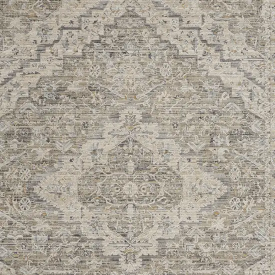Taupe And Ivory Floral Medallion Area Rug Photo 7