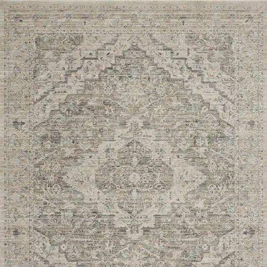 Taupe And Ivory Floral Medallion Area Rug Photo 8