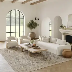 Photo of Taupe And Ivory Floral Medallion Area Rug