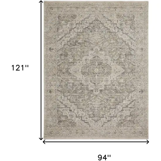 Taupe And Ivory Floral Medallion Area Rug Photo 3