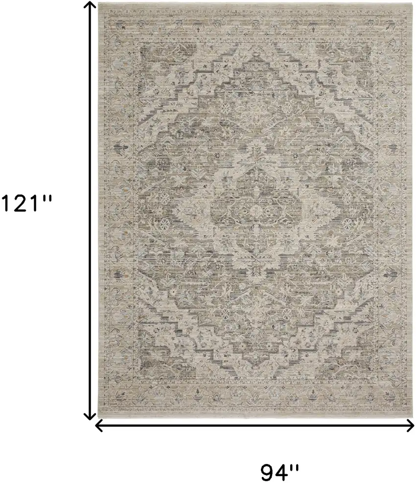 Taupe And Ivory Floral Medallion Area Rug Photo 3