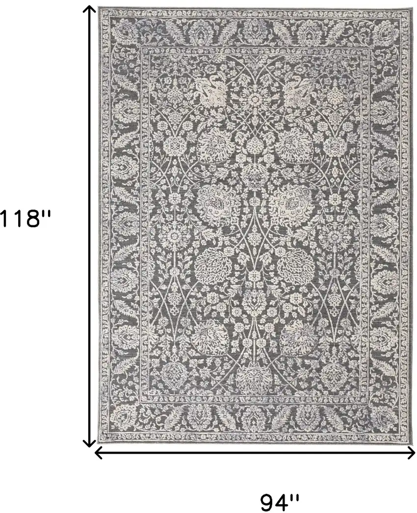 Taupe And Ivory Floral Power Loom Area Rug Photo 10
