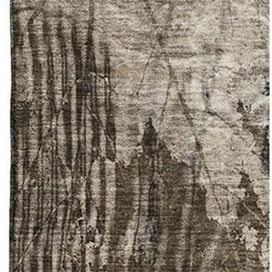 Taupe And Ivory Floral Washable Area Rug With UV Protection Photo 3