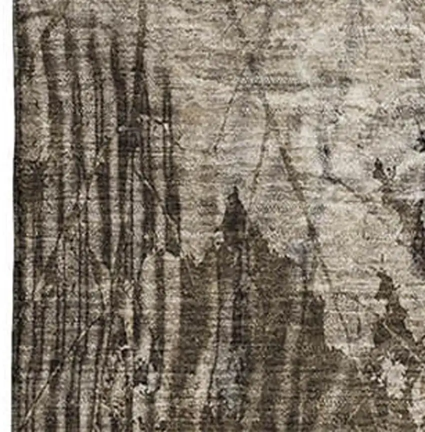 Taupe And Ivory Floral Washable Area Rug With UV Protection Photo 3