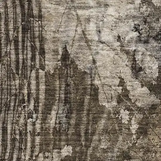 Taupe And Ivory Floral Washable Area Rug With UV Protection Photo 3